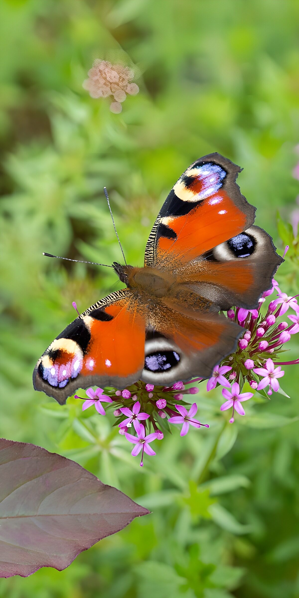 OCUK84616: Vibrant Butterfly on Pink Flowers
