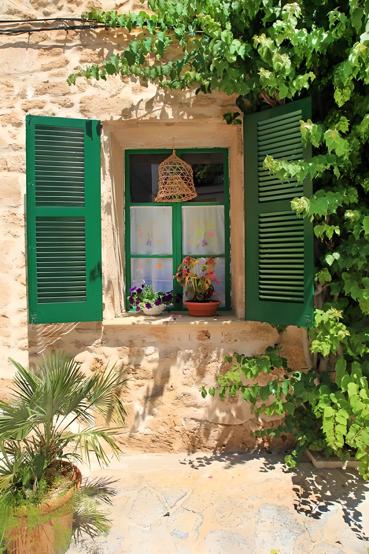 OCUK92713: Charming Green Shuttered Window