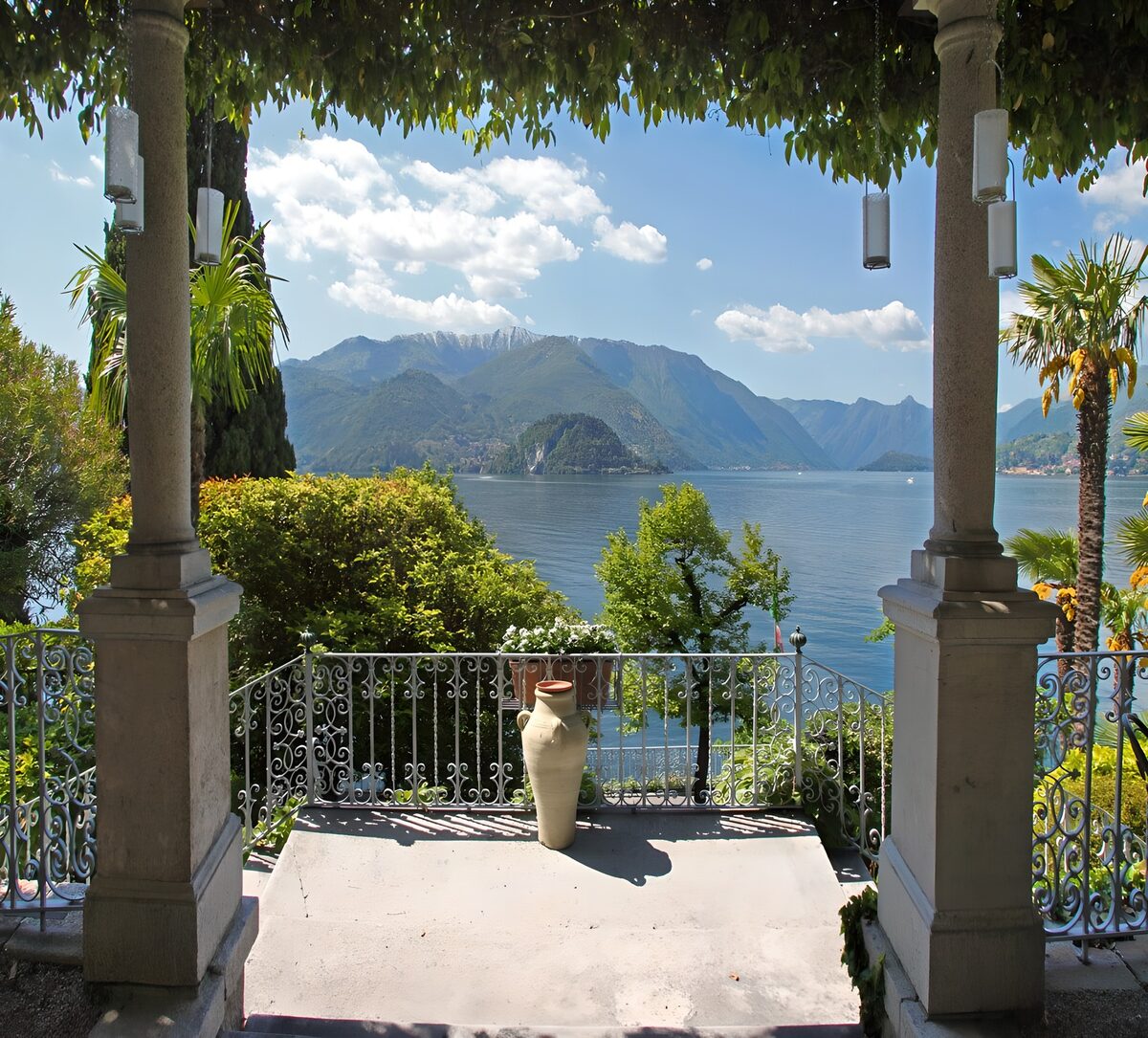 OCUK32027: Serene Lake View from a Garden Terrace