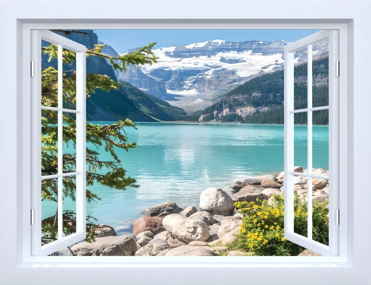 OCUK59102: Scenic Lake View Through a Window