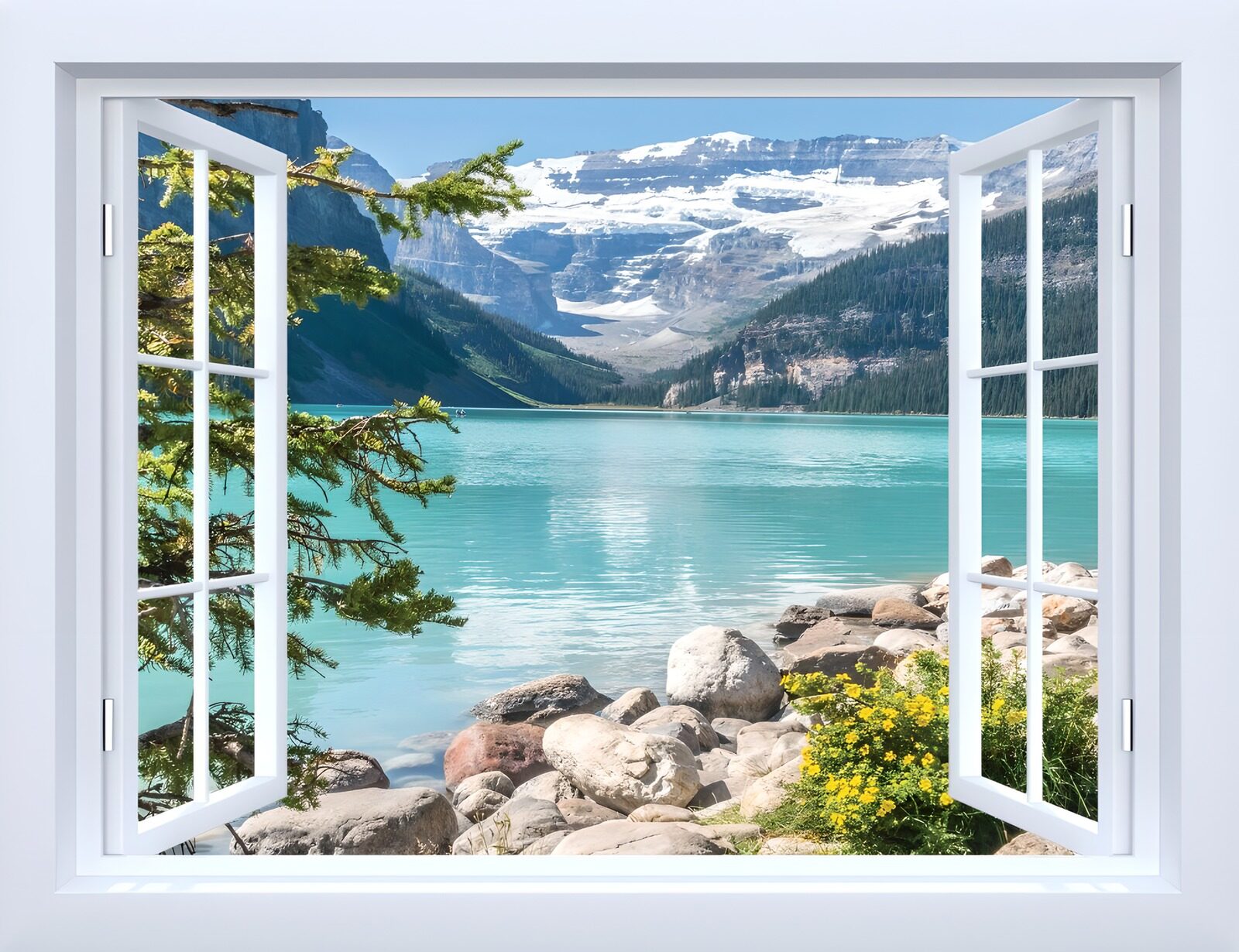 OCUK59102: Scenic Lake View Through a Window