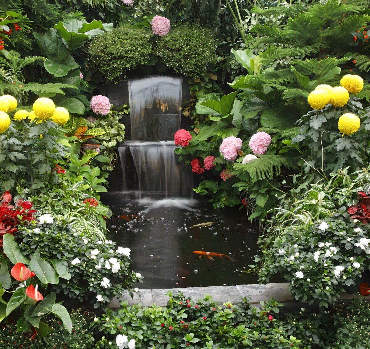 Tranquil Garden Waterfall Oasis