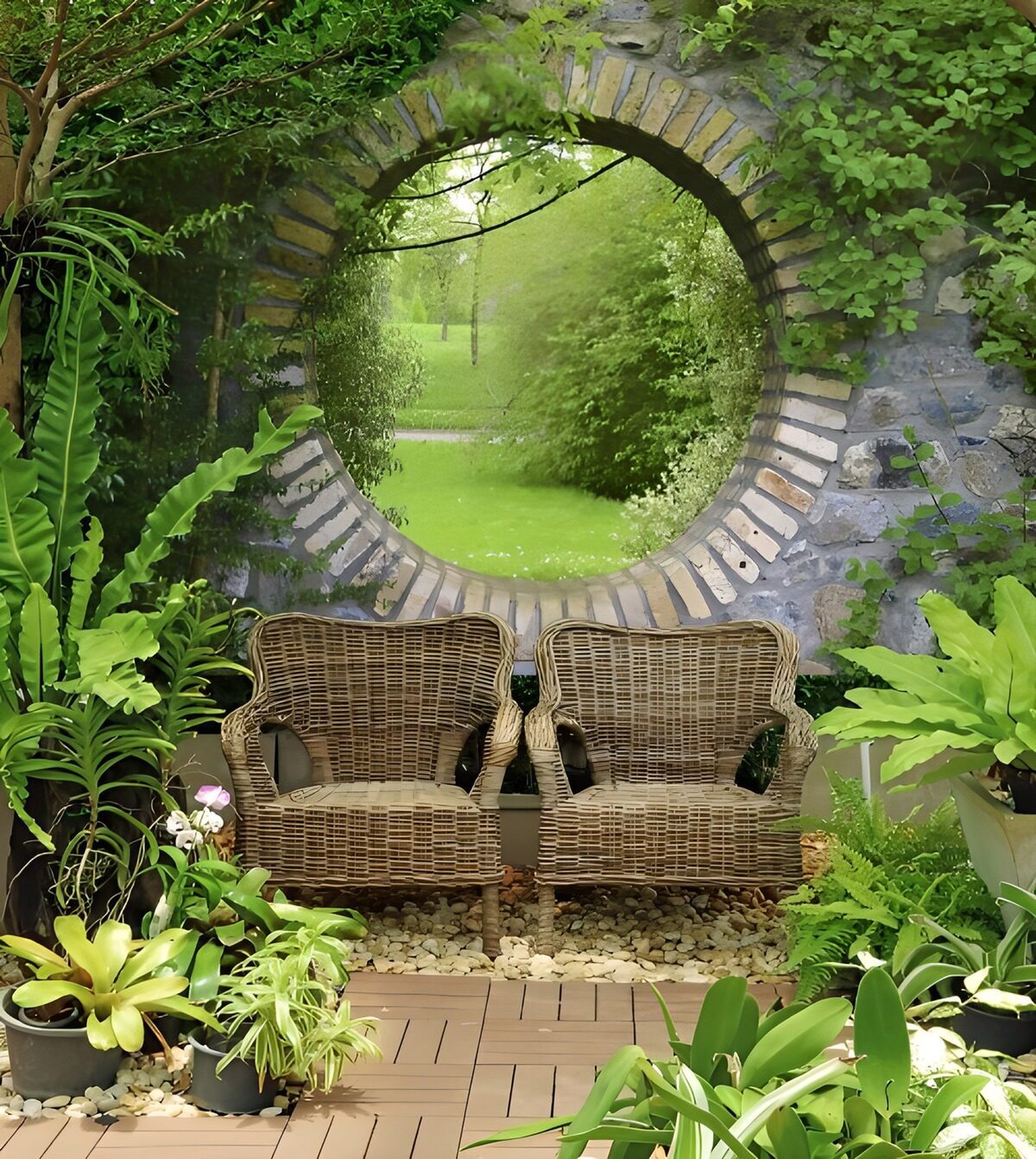 OCUK31502: Serene Garden Retreat Through the Archway