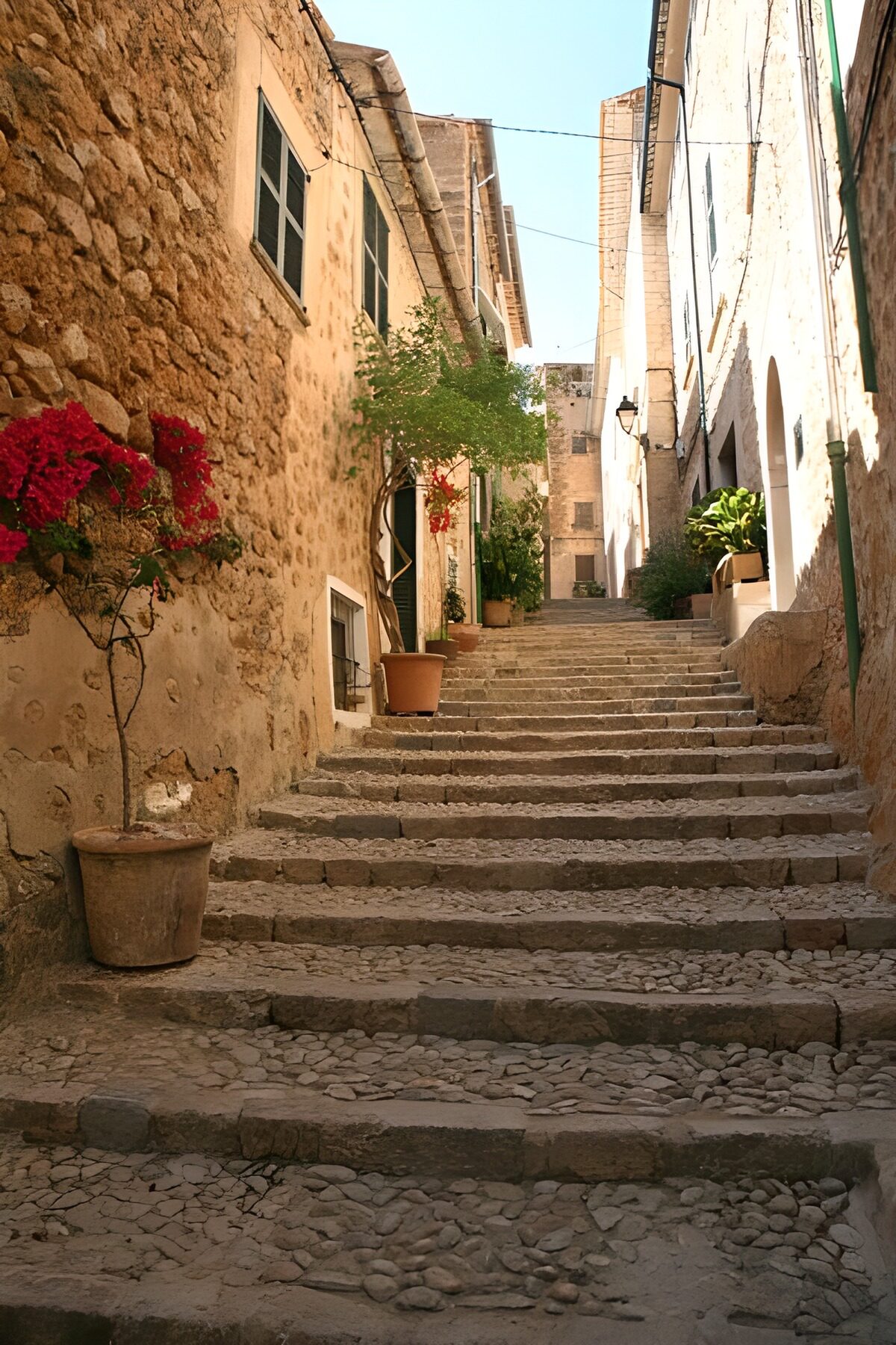 Ascending steps to small street with houses 1