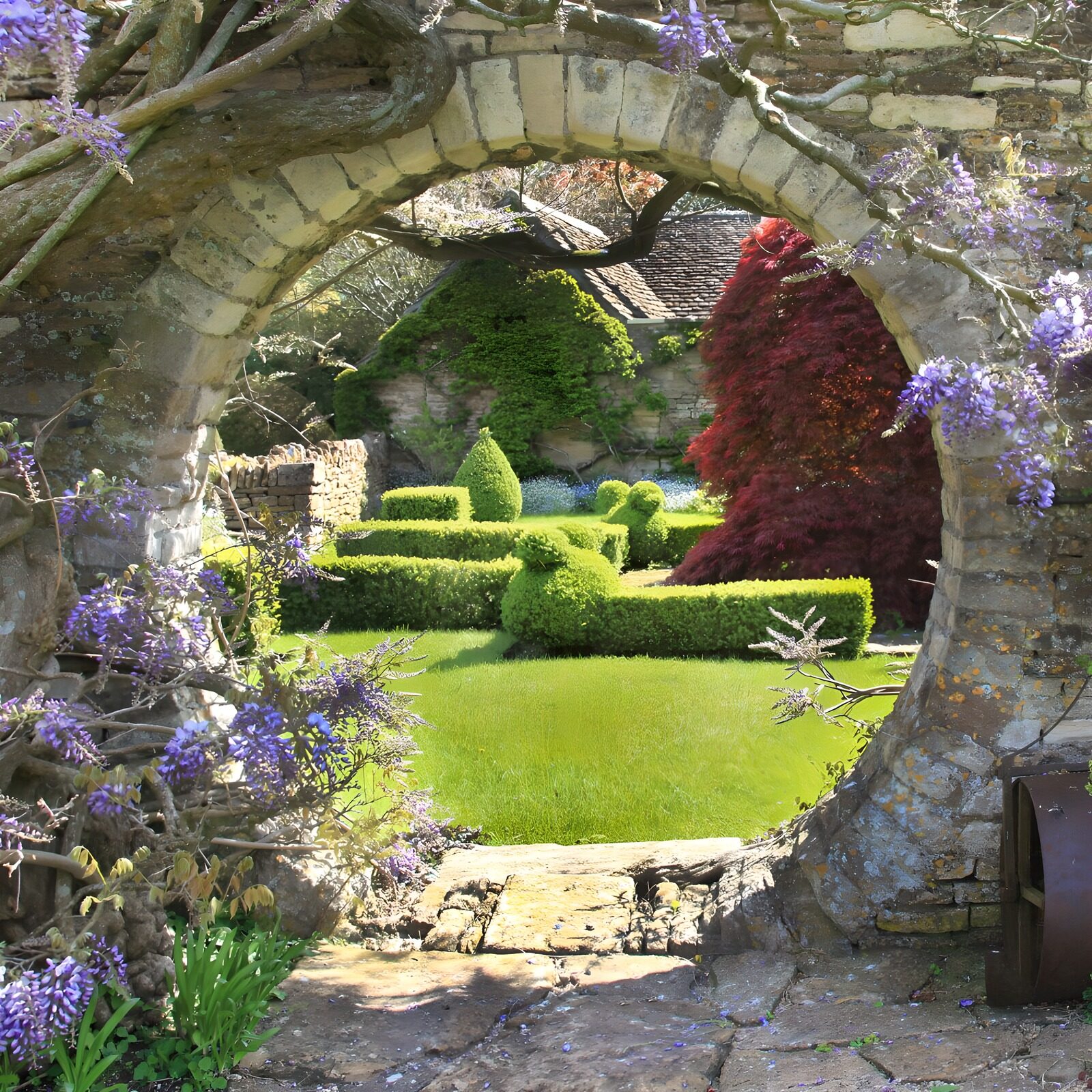 OCUK27998: Round garden passage overgrown with Wisteria Sinensis