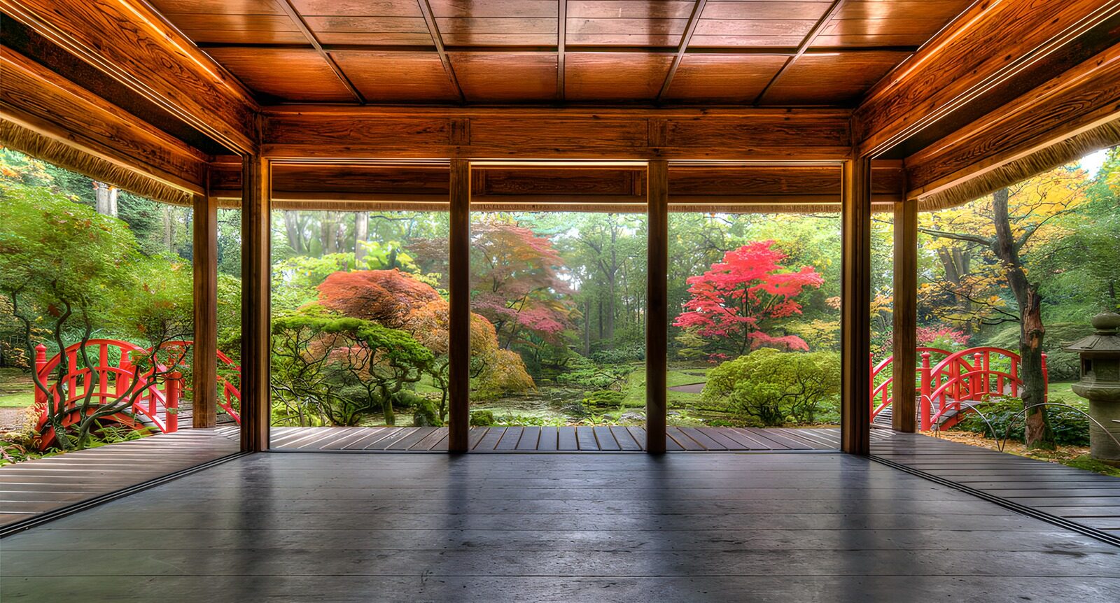 OCUK69268: Tranquil View from a Japanese Garden Pavilion