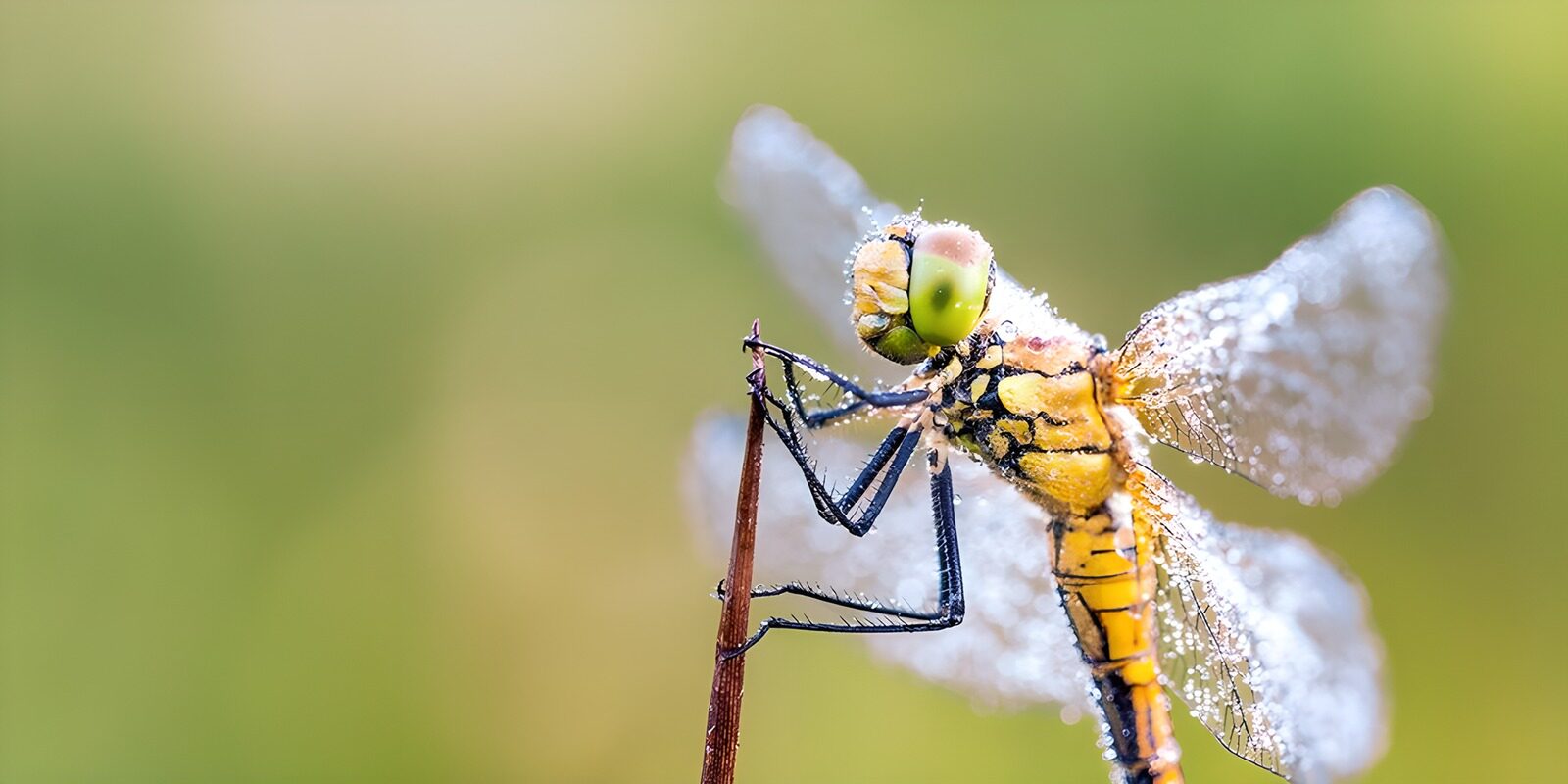 OCUK72353: Dewy Dragonfly on a Morning Twig