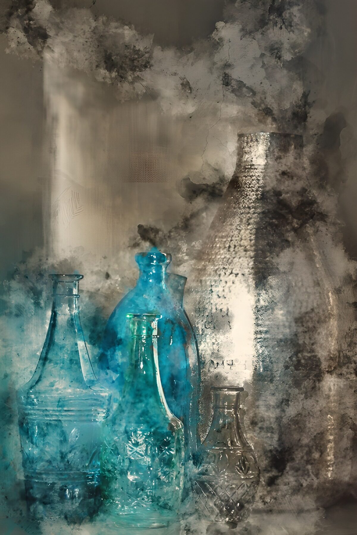 OCUK66546: Ethereal Bottles in Blue Hues