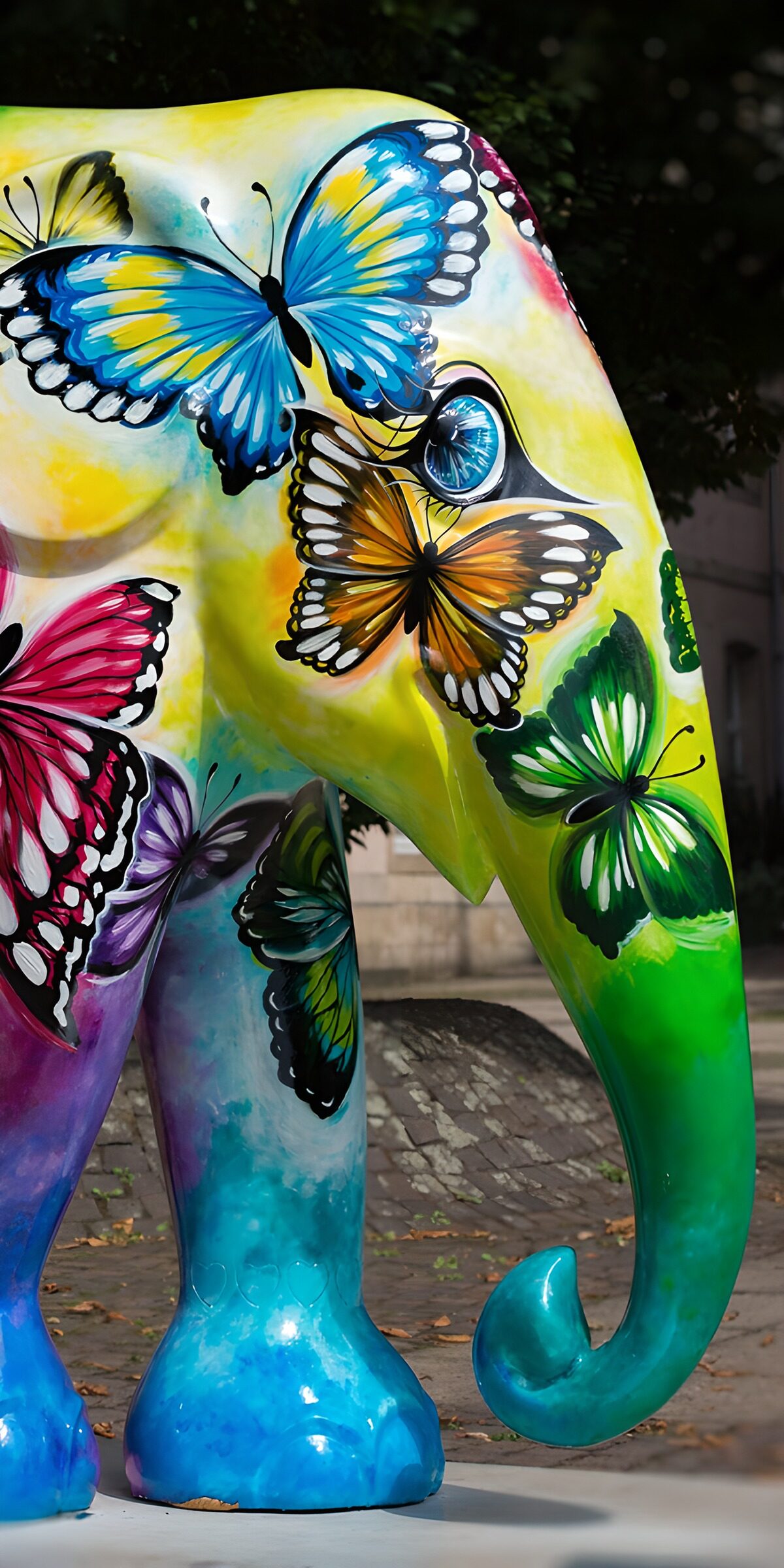 OCUK92752: Colorful Elephant with Butterflies