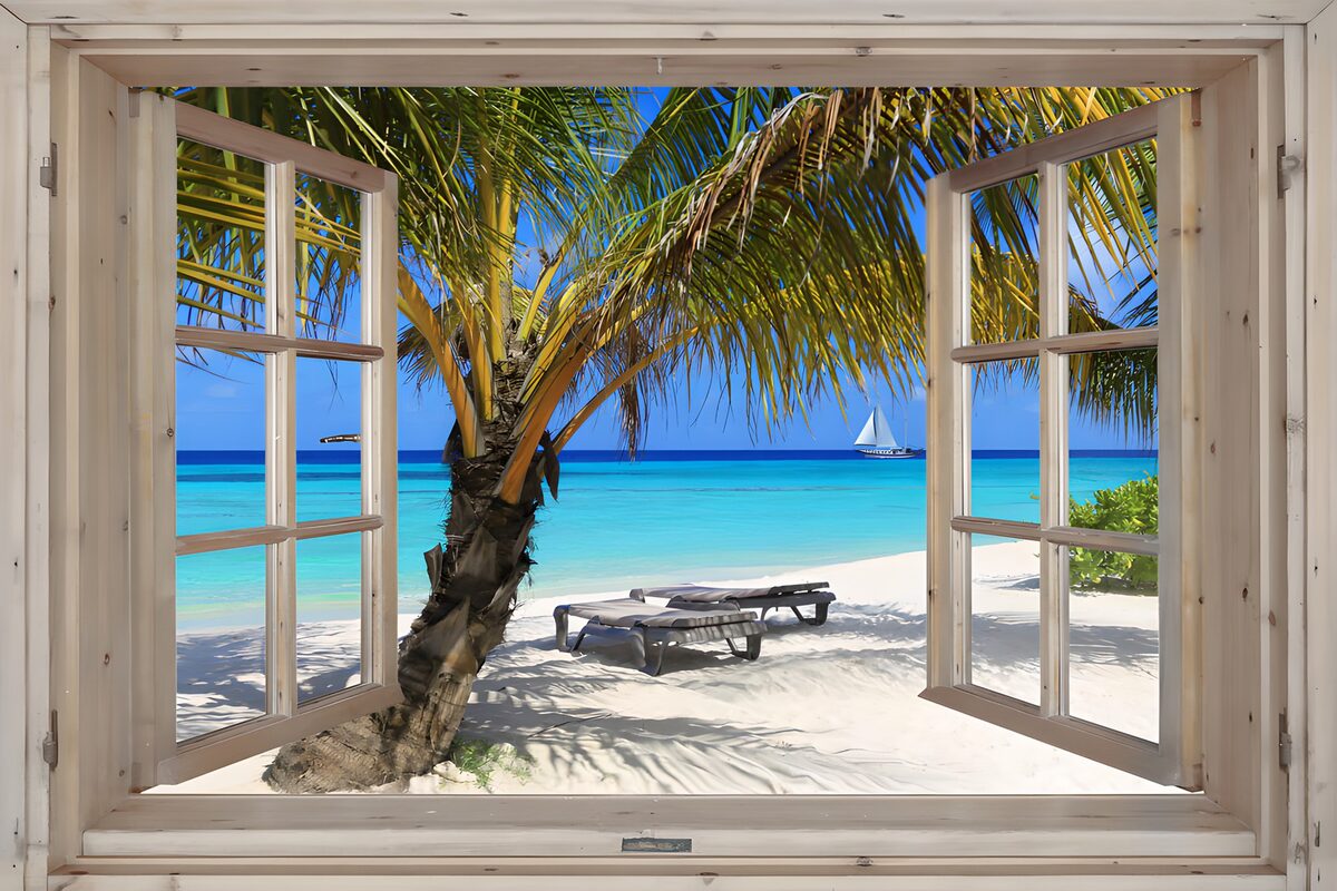 OCUK76064: Tropical Paradise View from Window