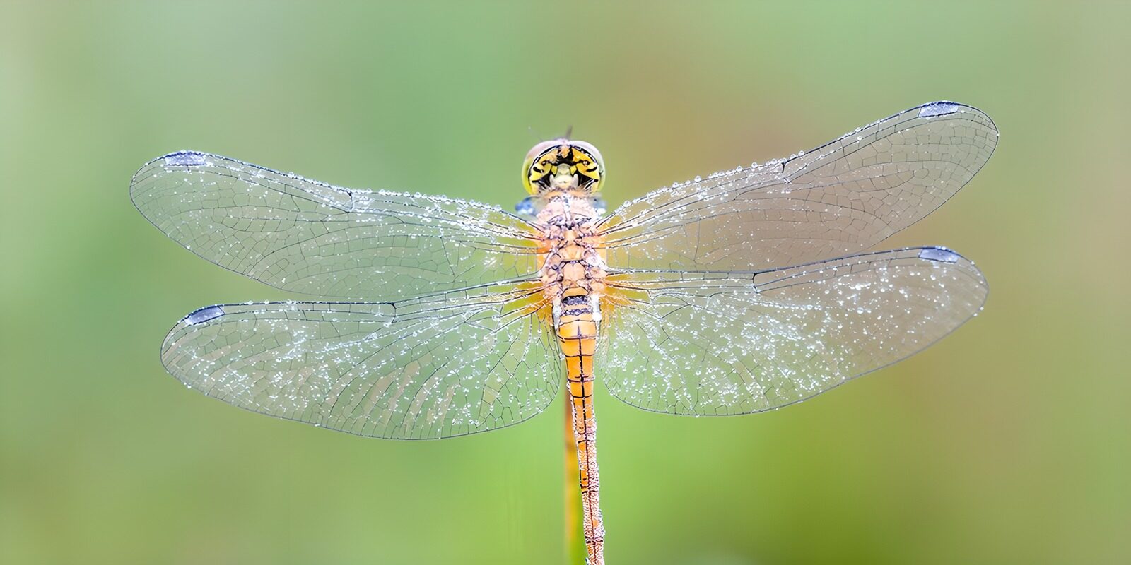OCUK69947: "Glistening Dragonfly in Morning Dew"