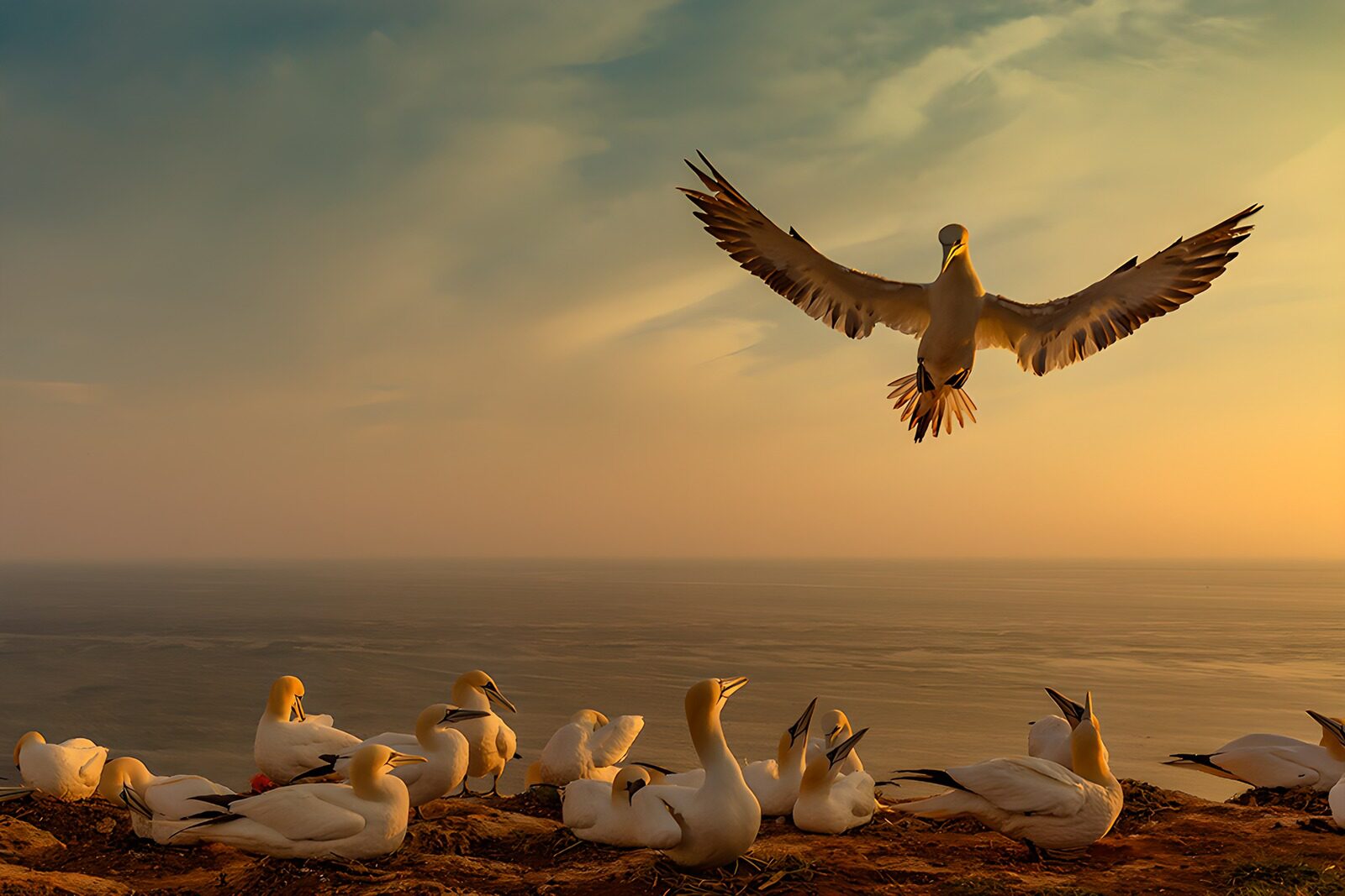 OCUK27895: Majestic Gannets at Sunset
