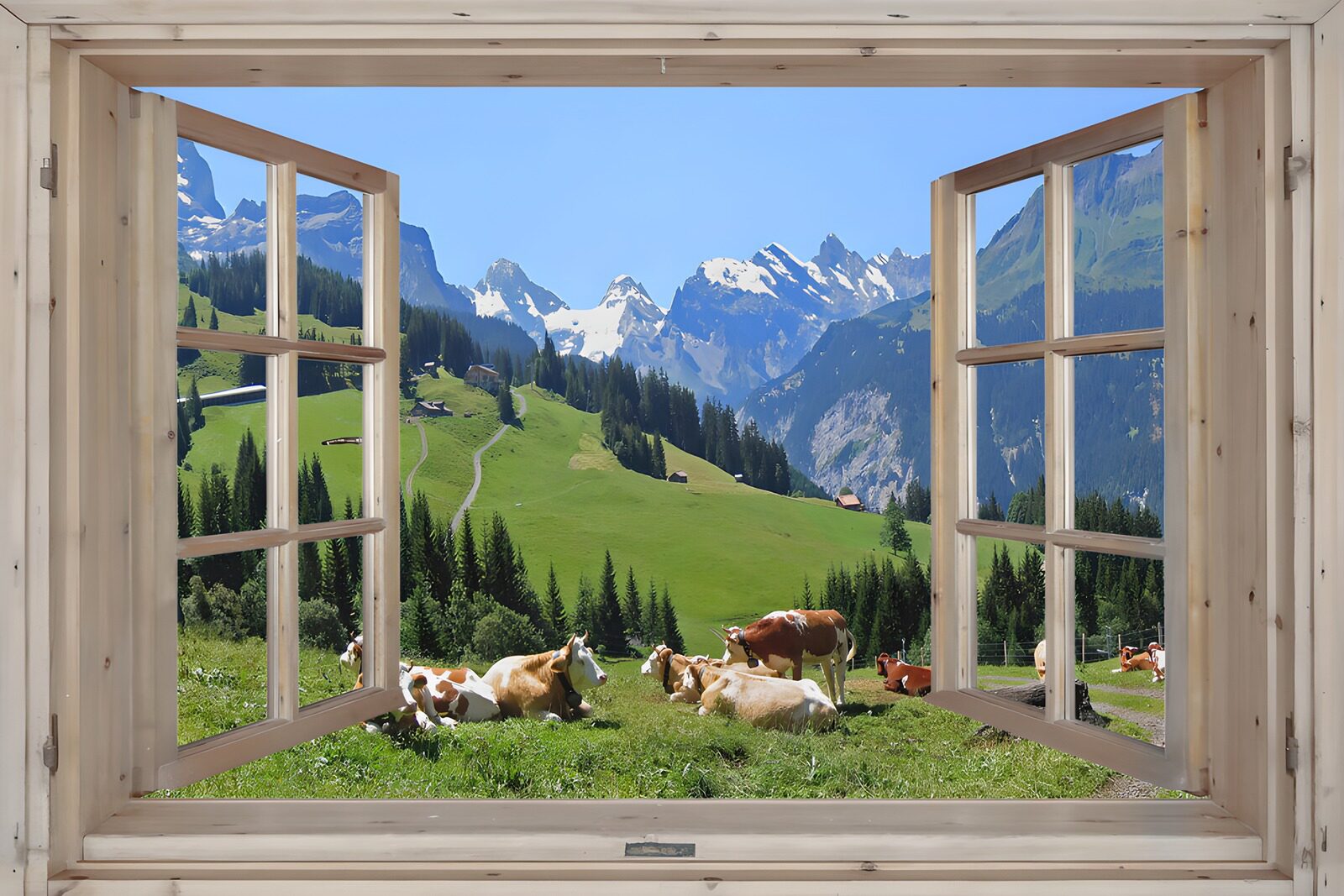 OCUK41719: Serene Mountain View from a Rustic Window