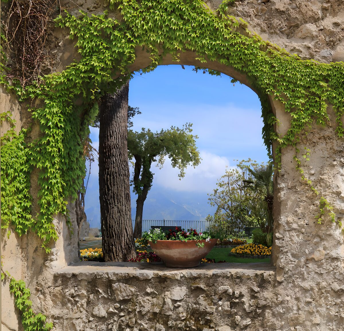 OCUK14168: Serene Garden View through an Archway