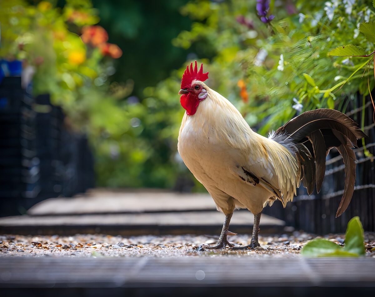 OCUK88647: Rooster on a Garden Path