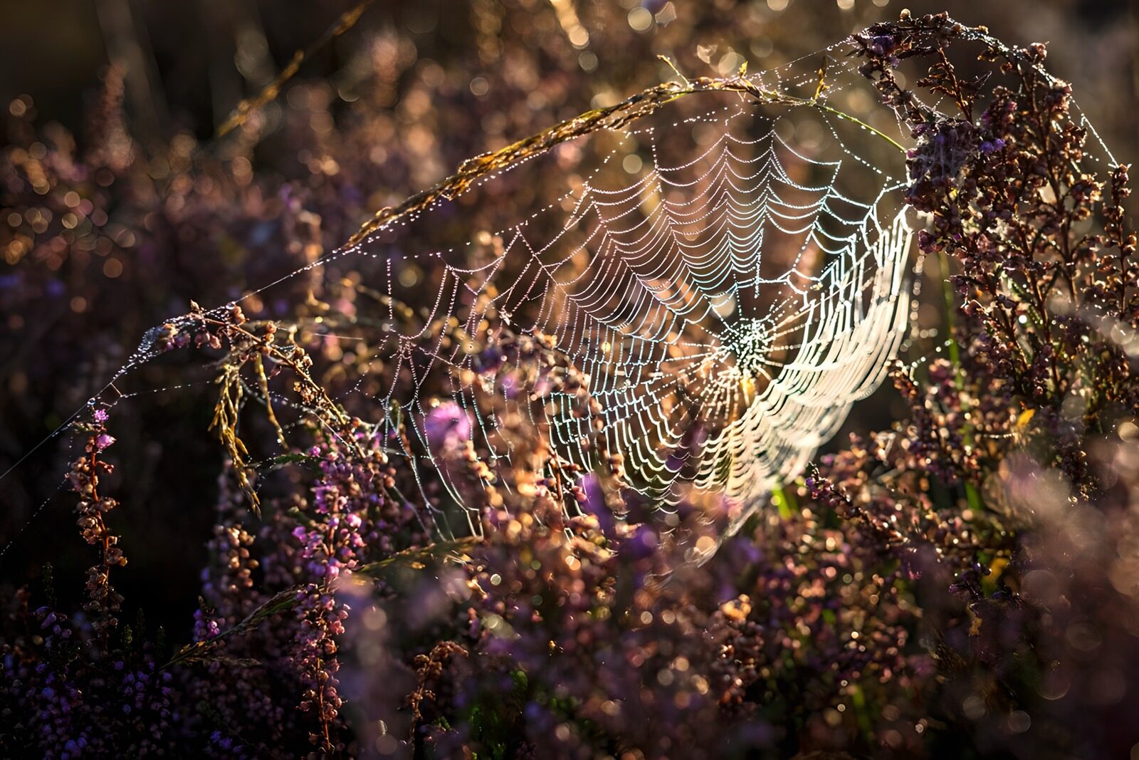 OCUK87420: Spider web in the morning sun at the moorland