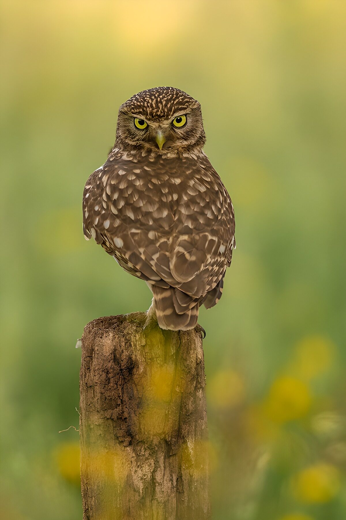OCUK19396: Watchful Little Owl Perched Proudly