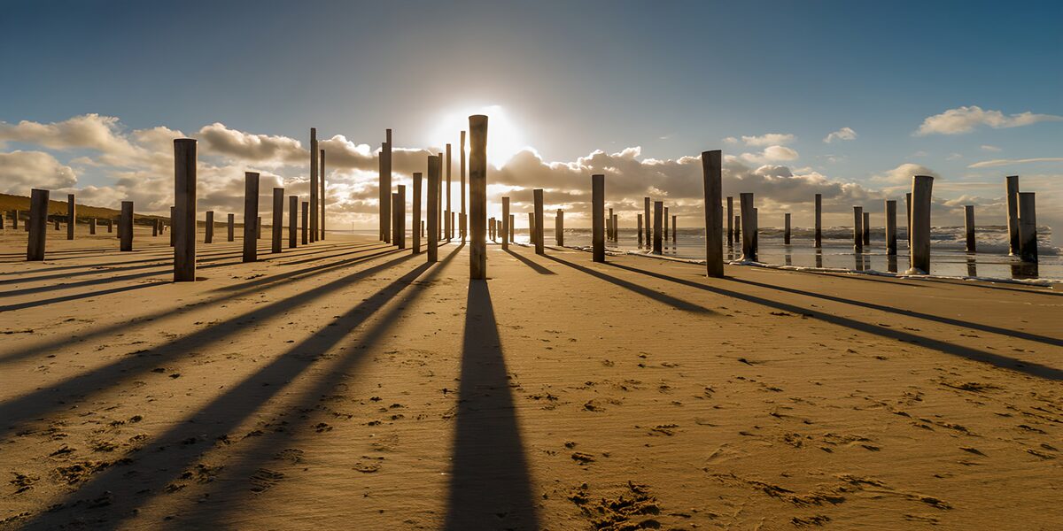 OCUK27168: Shadowed Pillars at Sunset