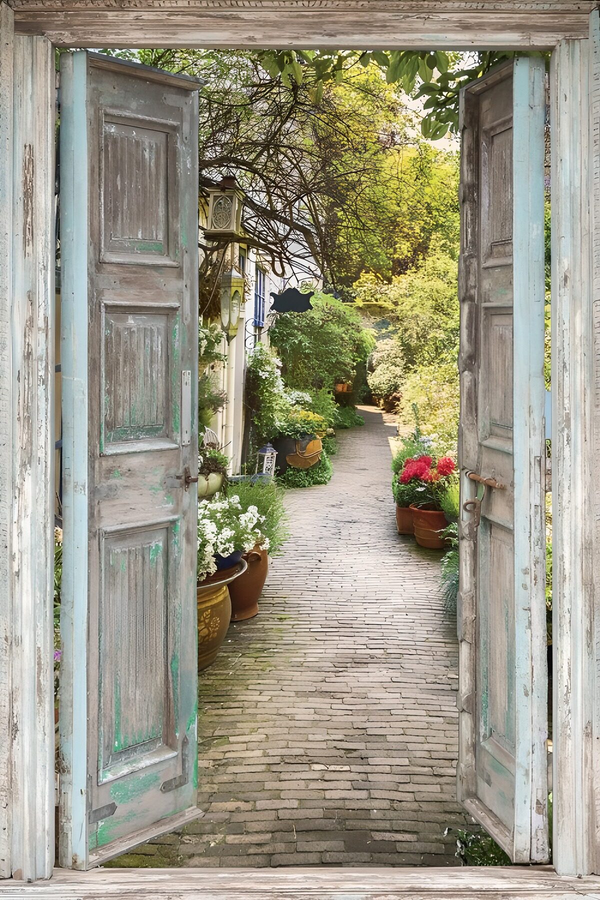 OCUK53379: Enchanted Garden Pathway Through Open Doors