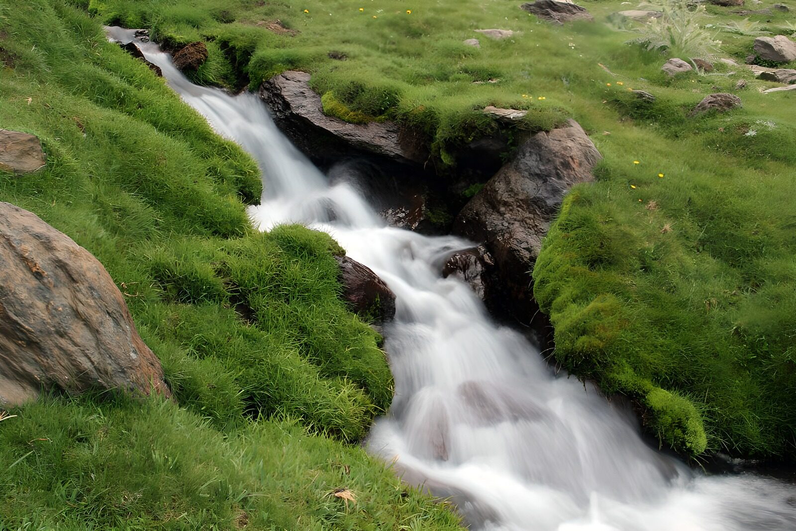 OCUK33213: Gentle Stream Over Mossy Rocks