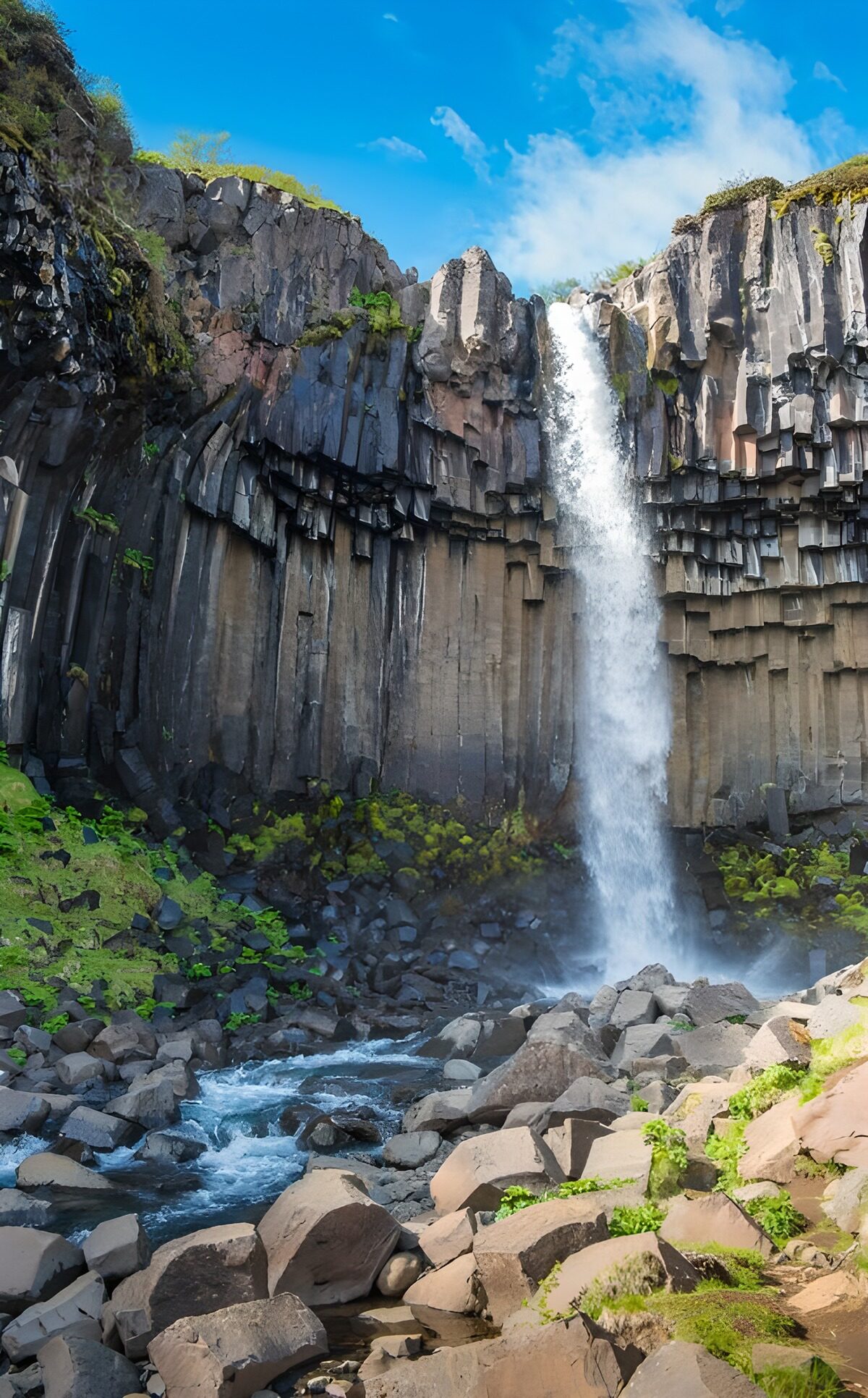 OCUK75668: Majestic Waterfall Amidst Hexagonal Basalts