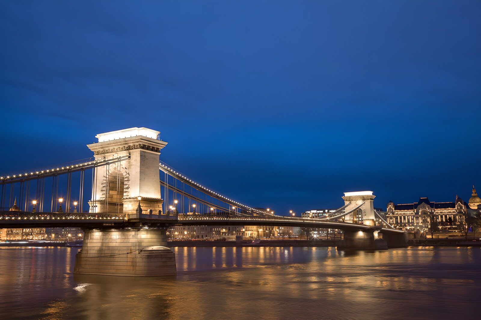 OCUK85758: Illuminated Chain Bridge at Dusk