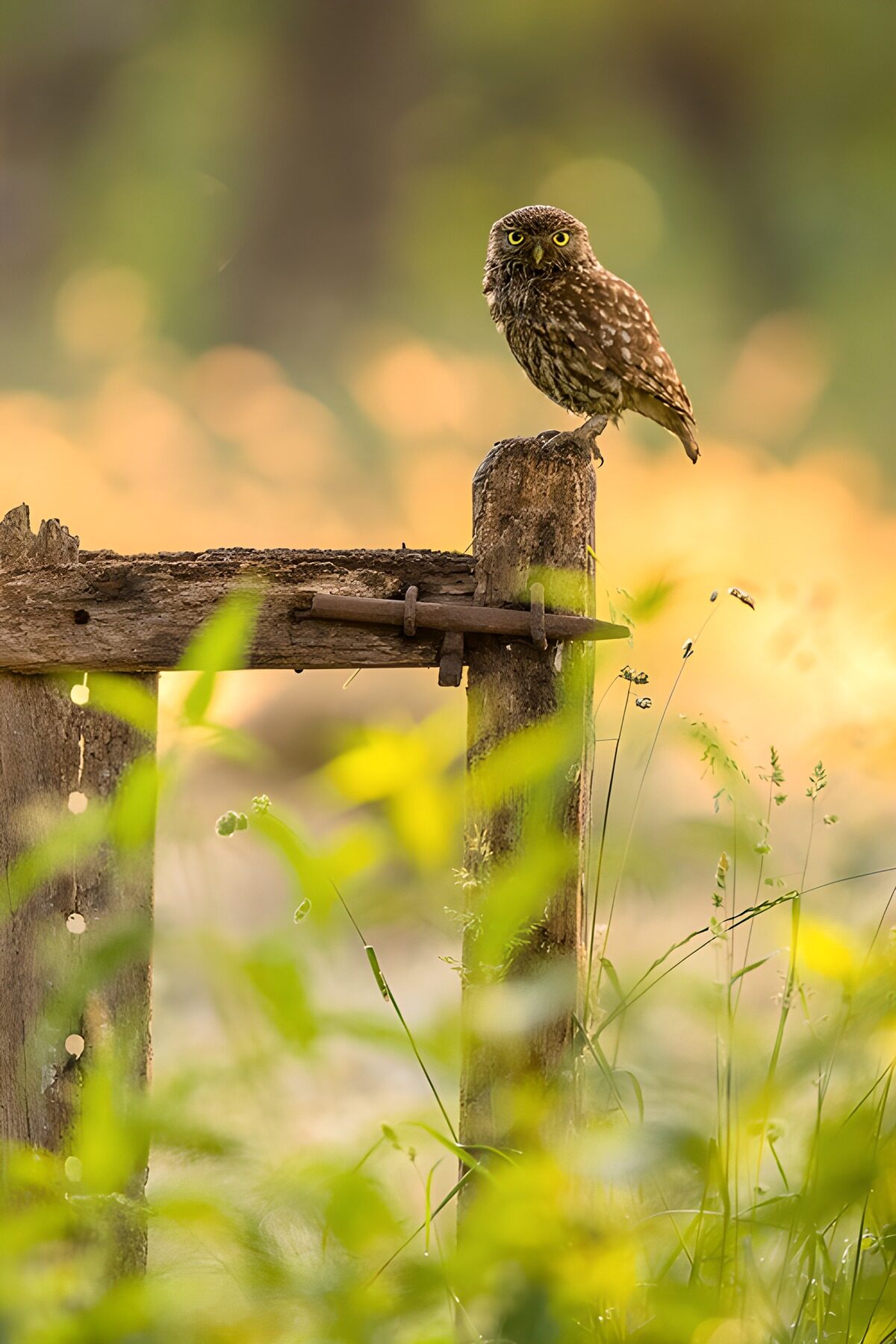 OCUK50132: Watchful Owl on a Weathered Post