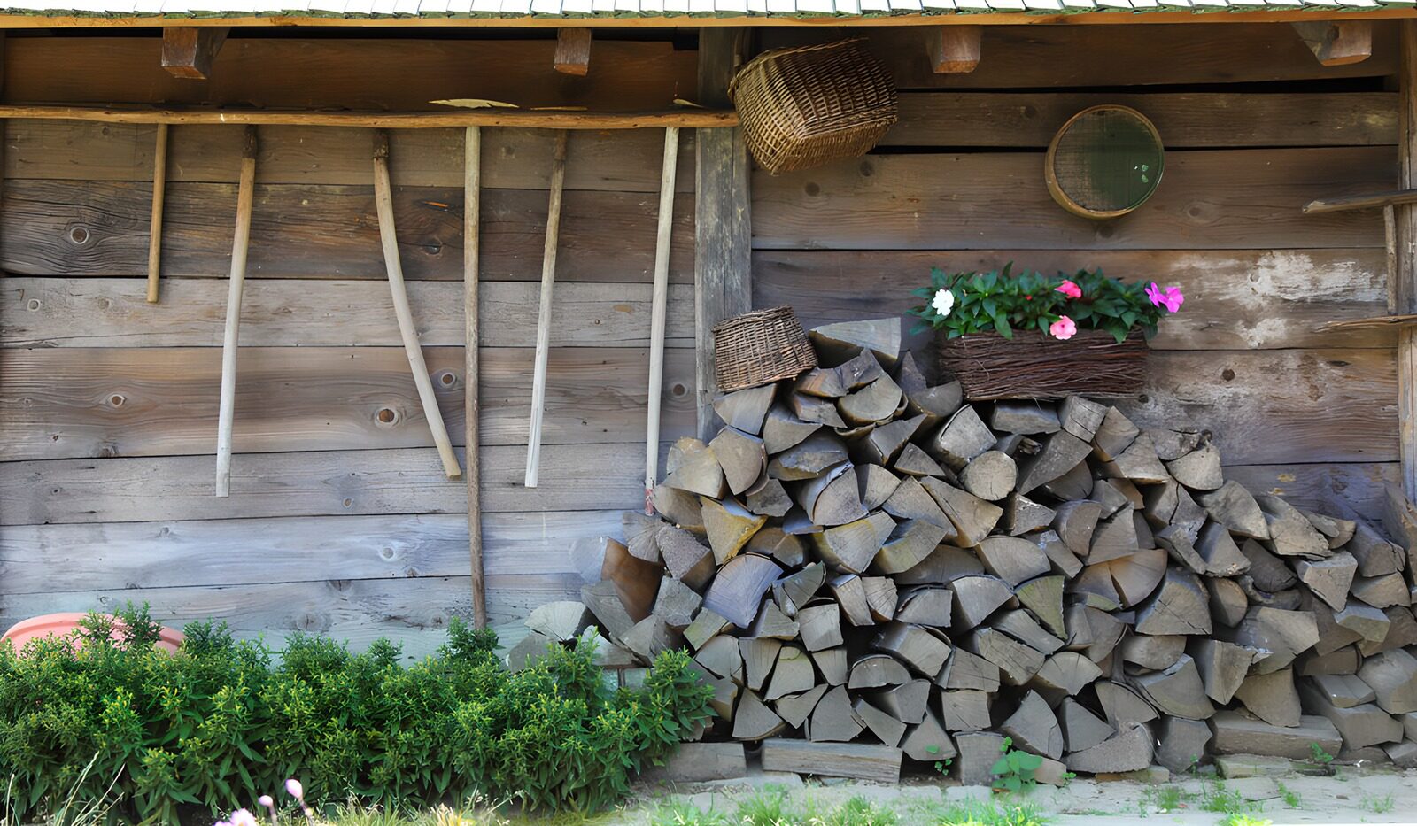 OCUK97613: Rustic Charm: Wood Stack and Garden