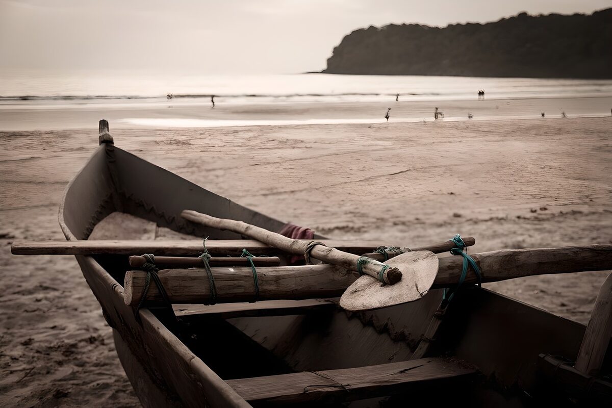 OCUK52379: Tranquil Beachside Fishing Boat