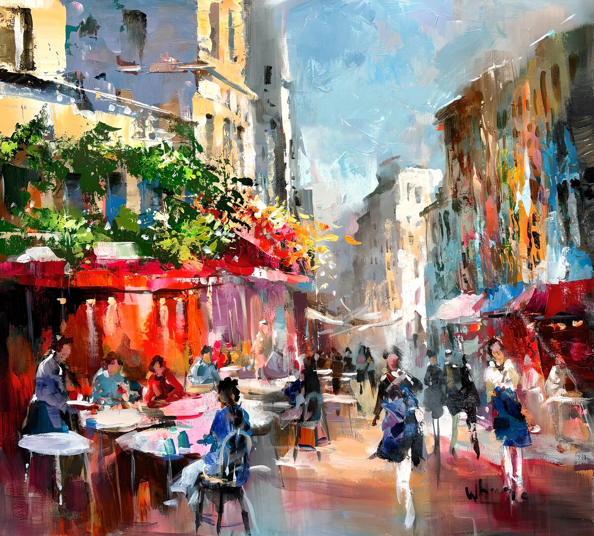 OCUK31513: Vibrant Street Café in Summer Light