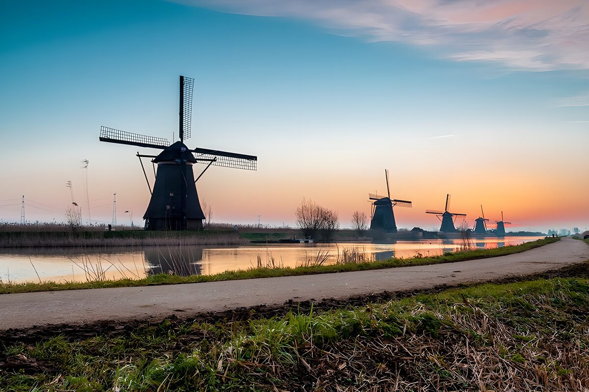OCUK33402: Sunset Over Dutch Windmills