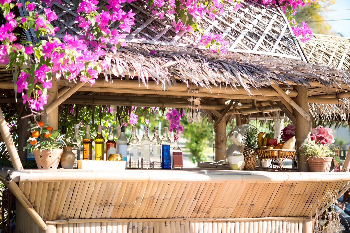 OCUK72121: Tropical Bar Surrounded by Bougainvillea