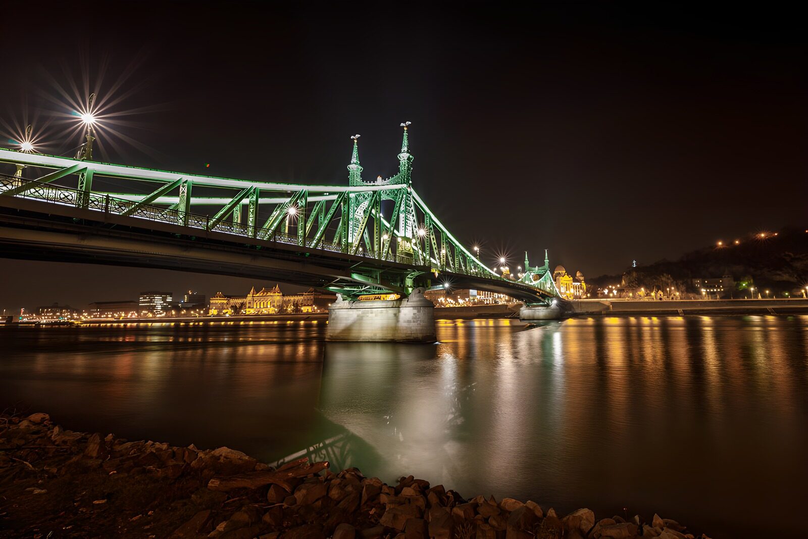 OCUK19434: Illuminated Green Bridge at Night