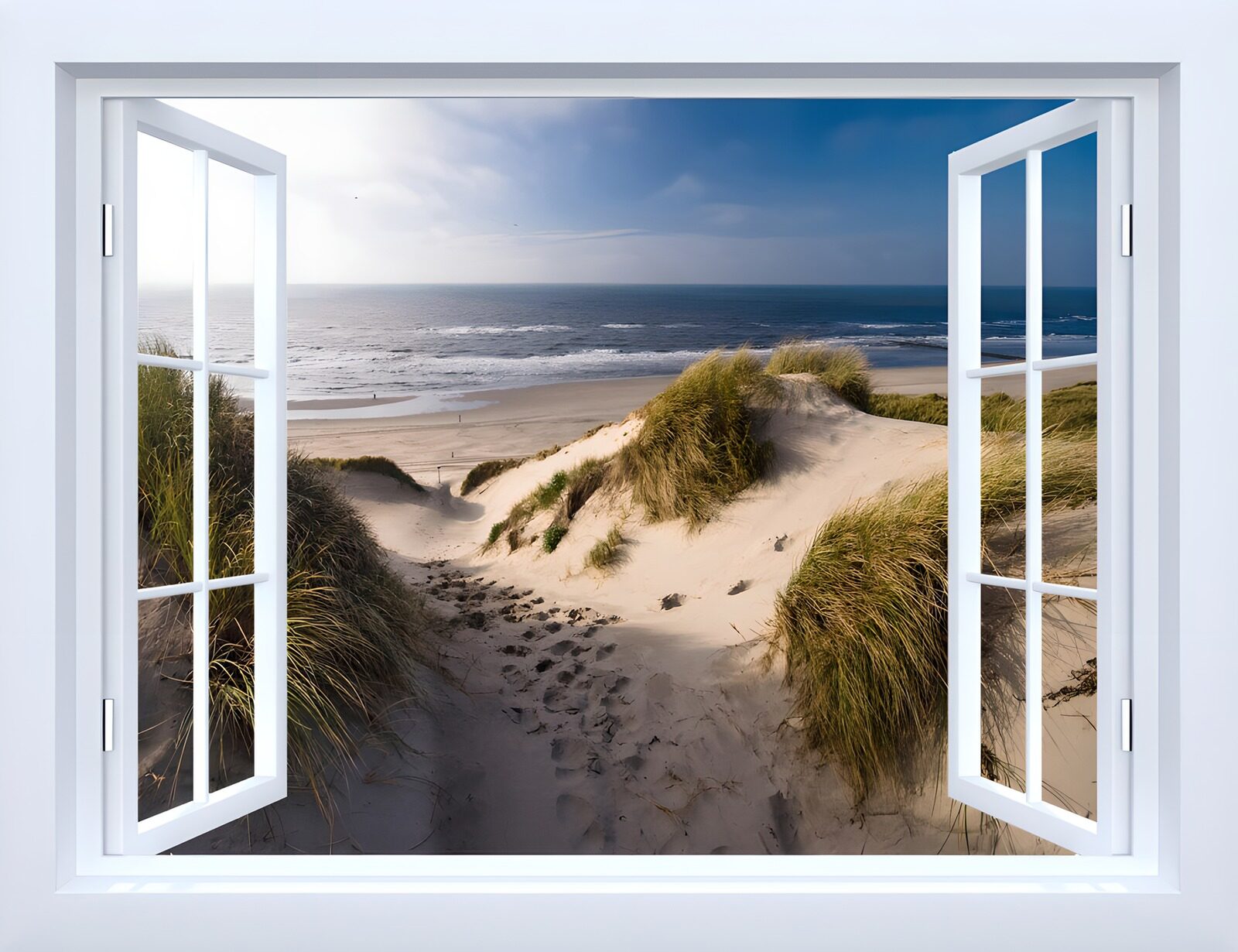 OCUK86791: Scenic Beach View Through Open Window