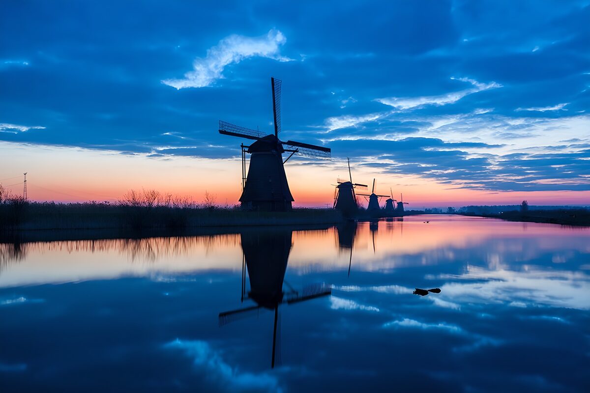 OCUK54331: Serene Dutch Windmills at Dusk