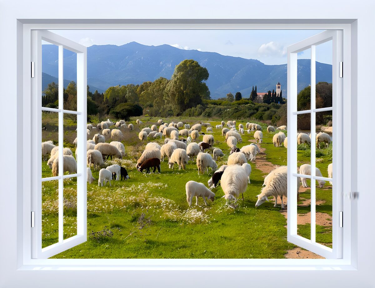 Serene Sheep Grazing Landscape