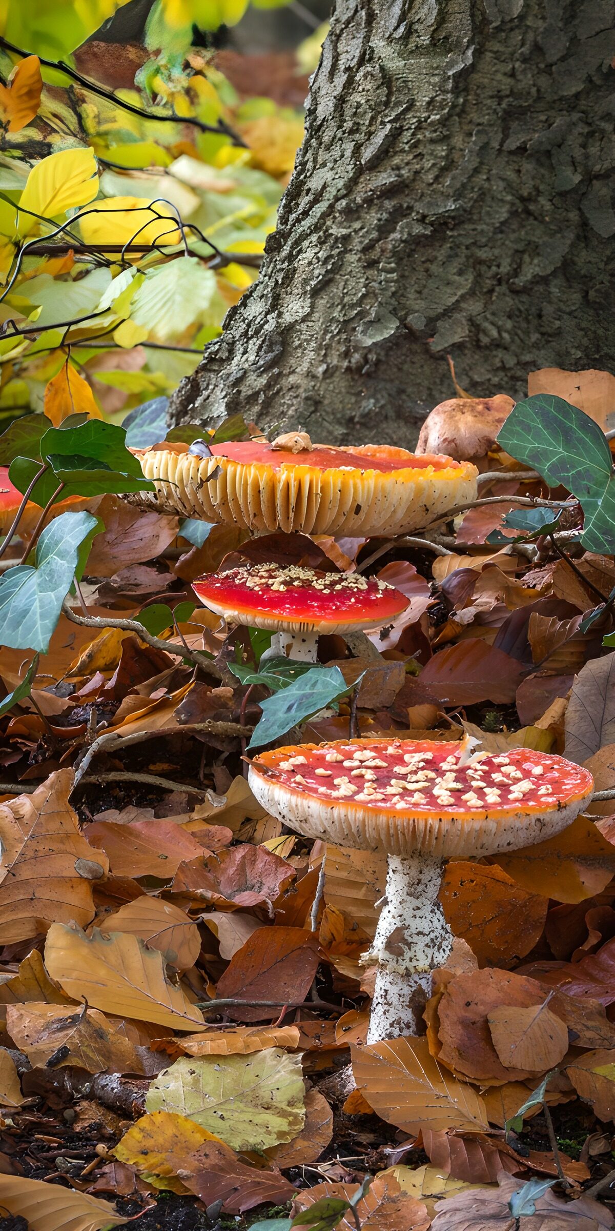 OCUK35915: Vibrant Forest Mushrooms in Autumn
