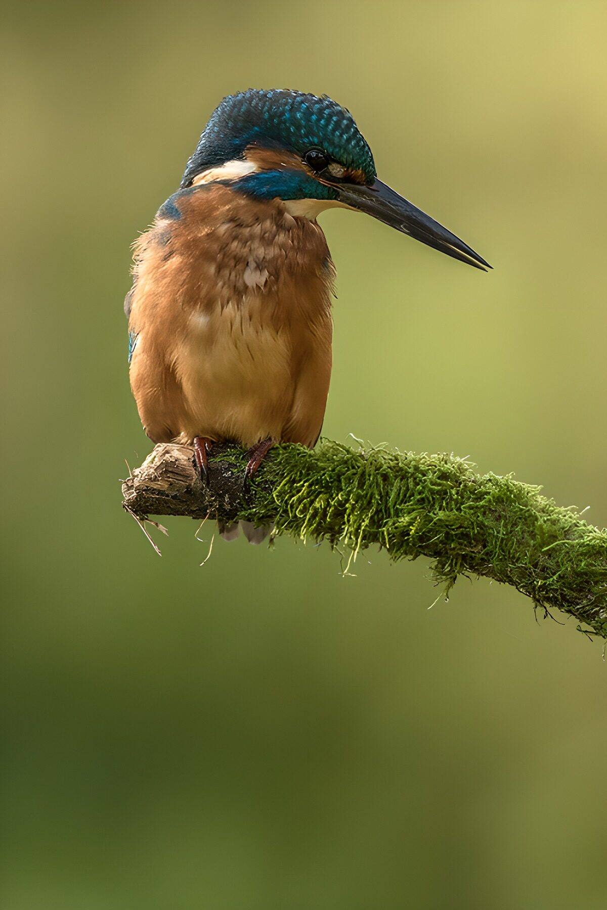 OCUK33441: Majestic Kingfisher on a Mossy Branch