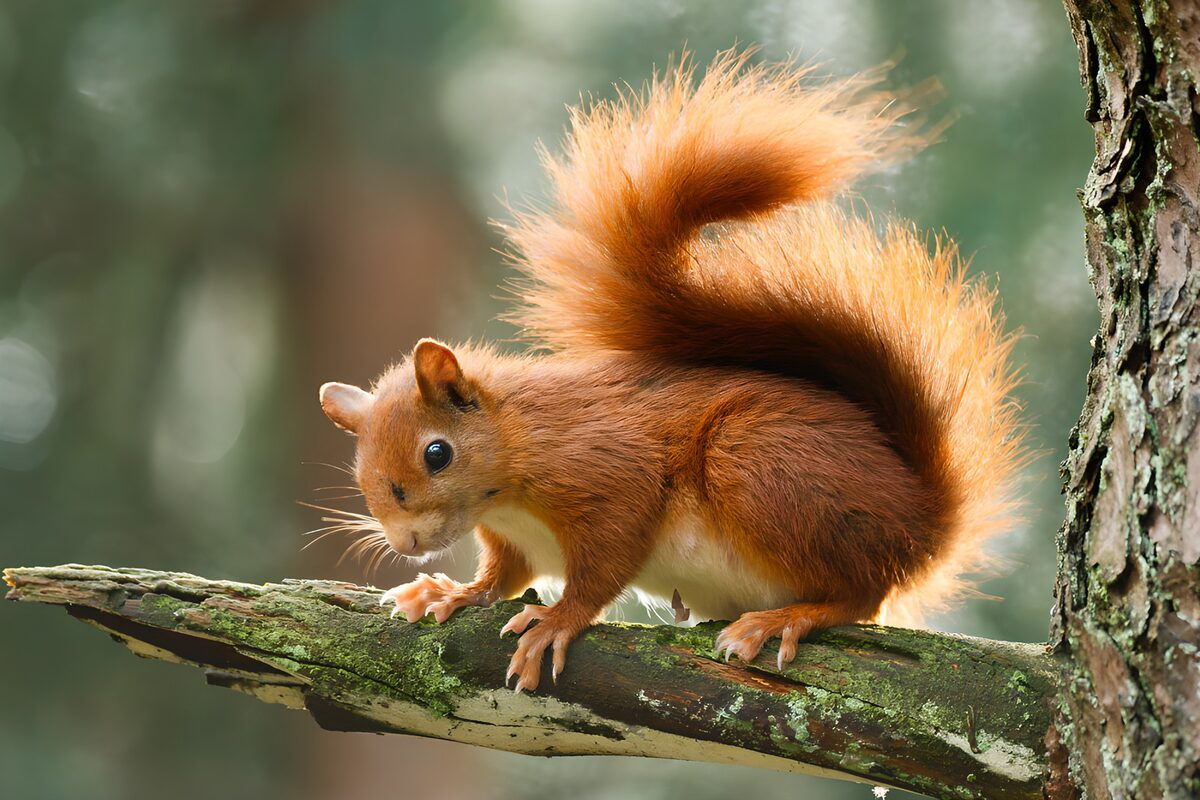 Playful Red Squirrel on a Branch