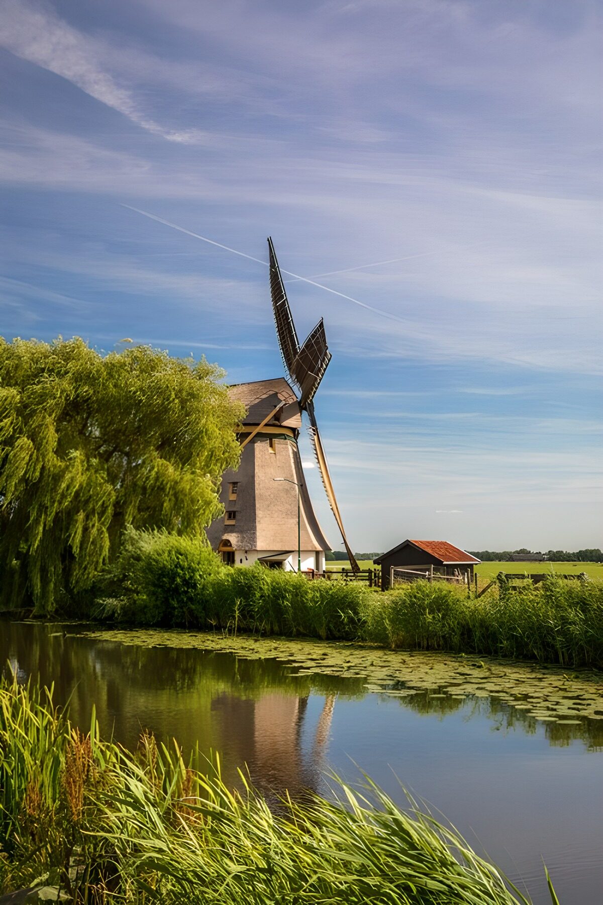OCUK13001: Tranquil Dutch Windmill Scene