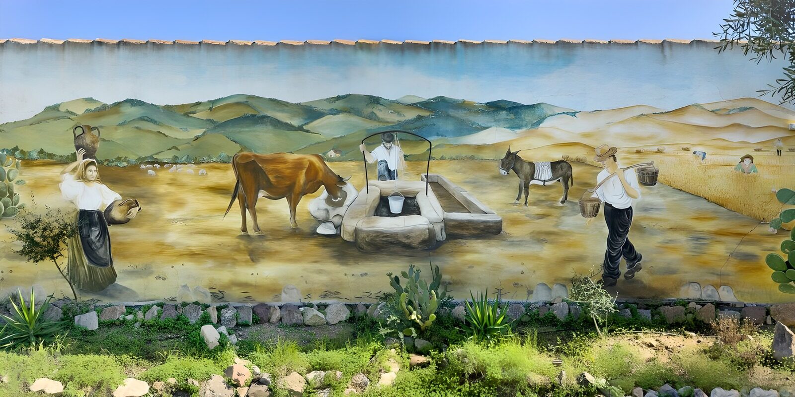 OCUK62046: Rural Life Mural in Serene Landscape