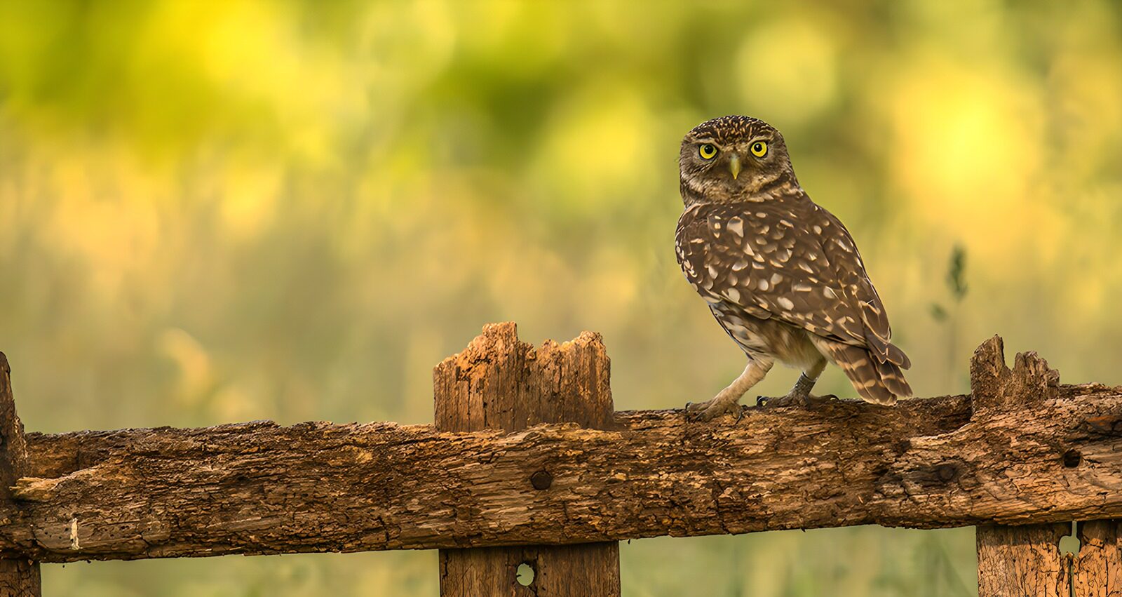 OCUK91203: Curious Owl on a Rustic Fence