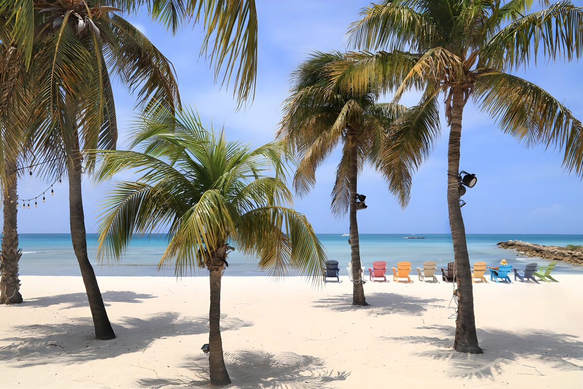 OCUK89193: Tropical Beach with Colorful Chairs