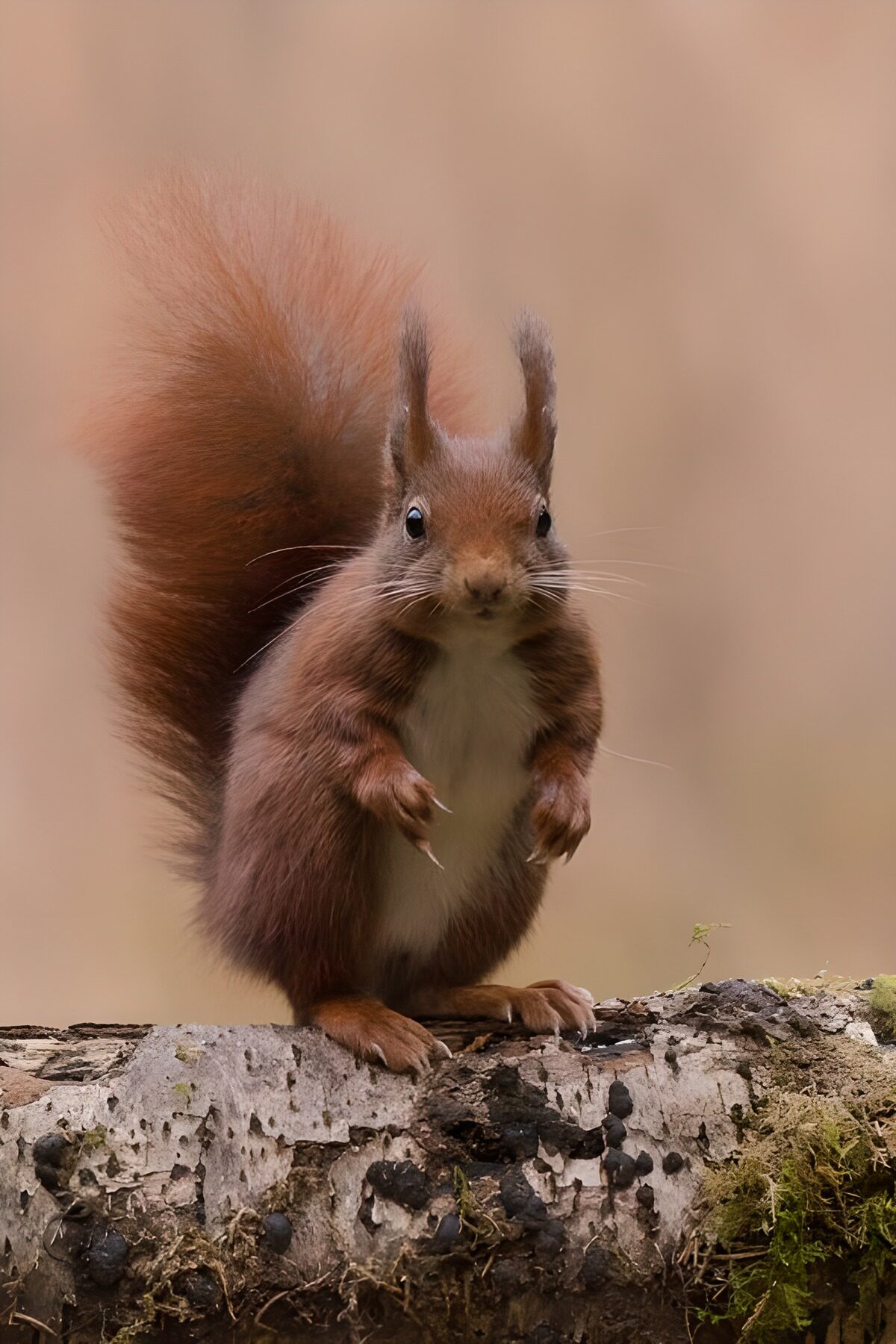 Curious Brown Squirrel on a Log