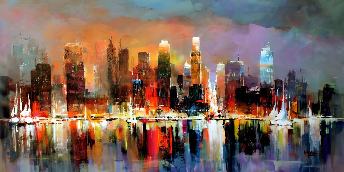 OCUK46130: Vibrant Cityscape at Dusk