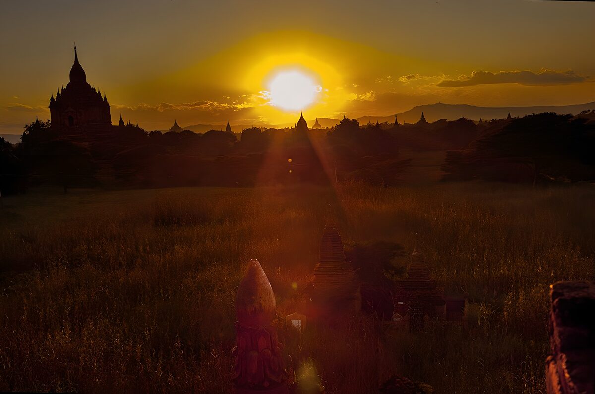 Golden Sunset Over Ancient Temples
