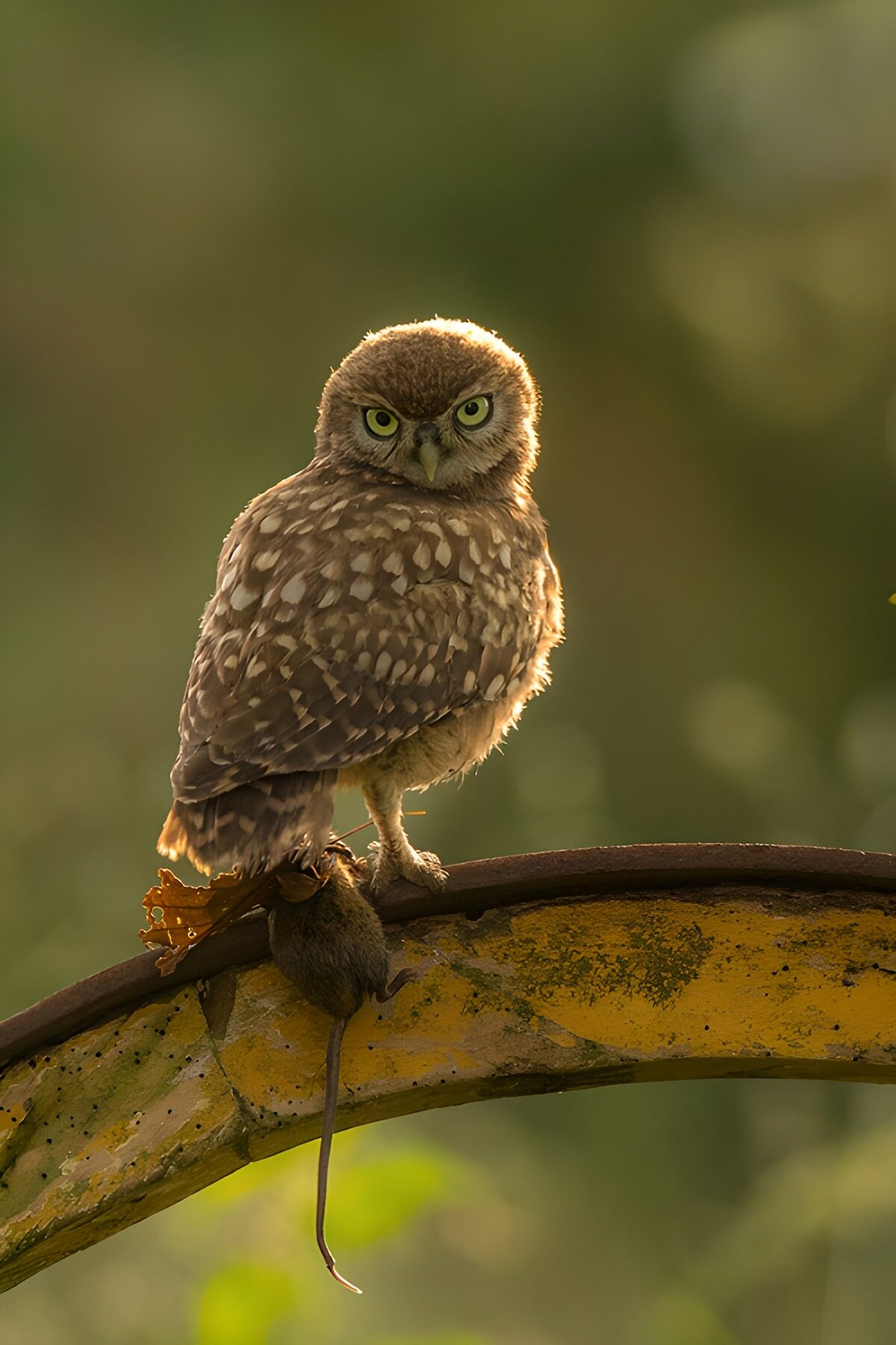 OCUK29177: Watchful Owl on a Rustic Perch