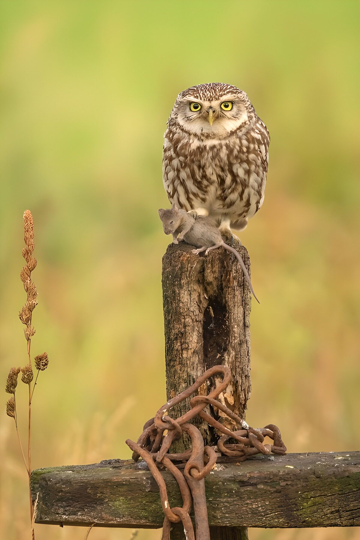 OCUK48672: Watchful Owl with Its Prey
