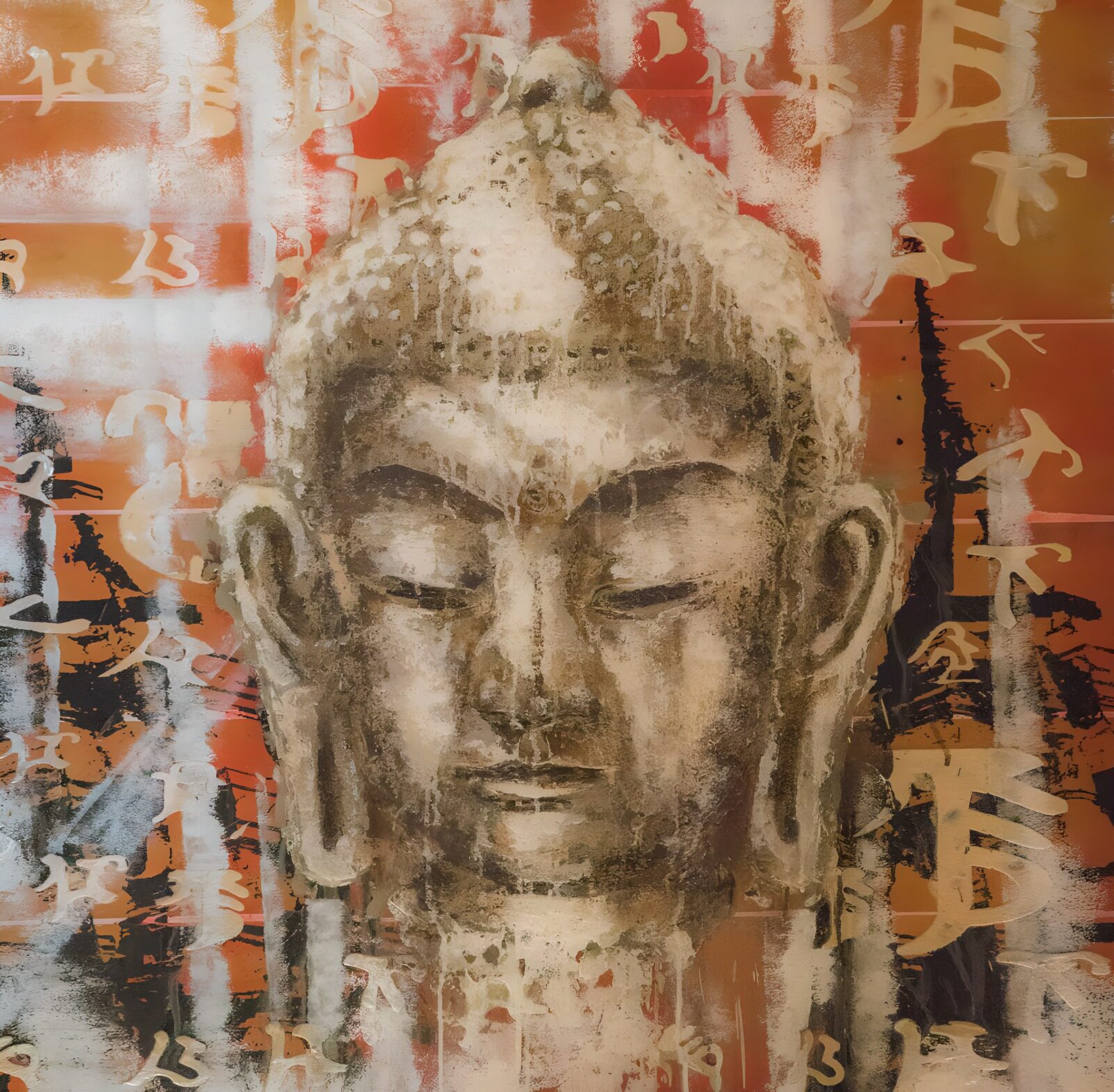 OCUK33455: Serene Buddha Amidst Abstract Symbols