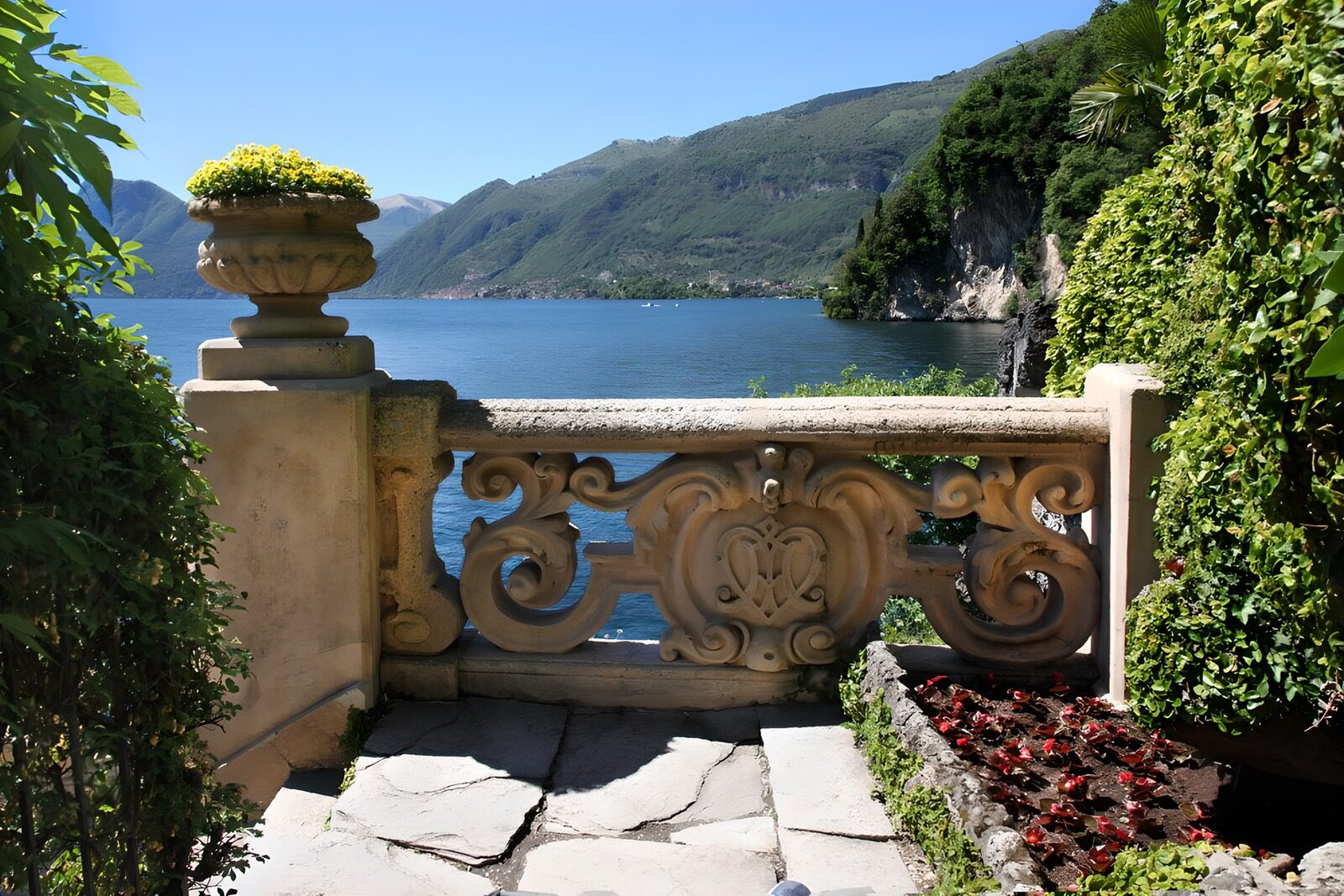 OCUK92153: Scenic Lake View from a Stone Terrace